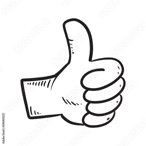 Doodle sketch style of thumb up hand gesture vector illustration for concept design.