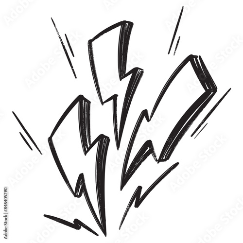 Doodle sketch style of electric lightning bolt symbol vector illustration for concept design.