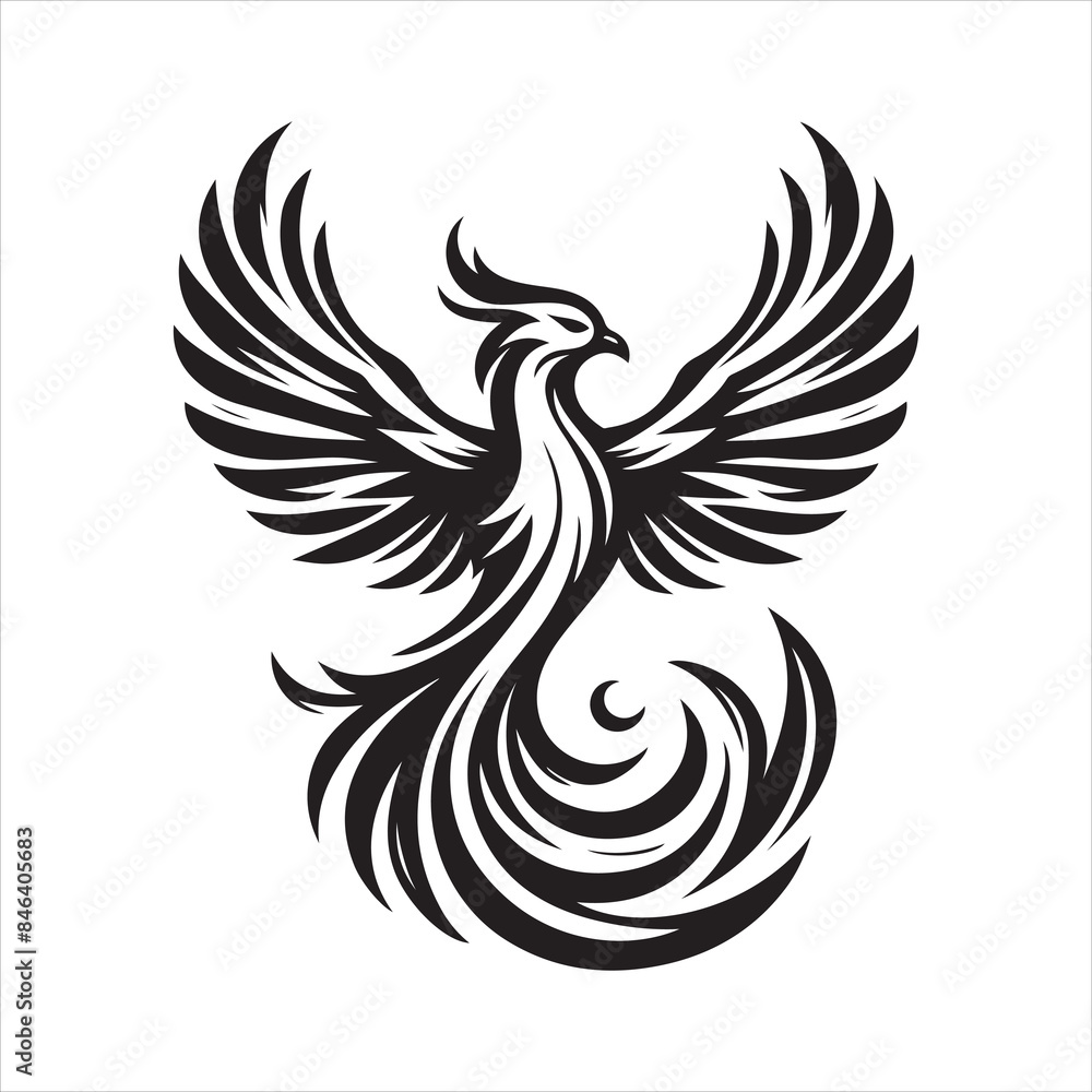 Obraz premium Logo tattoo bird phoenix. Phoenix Logo flying bird abstract design vector template. Eagle falcon soaring Logotype concept icon.