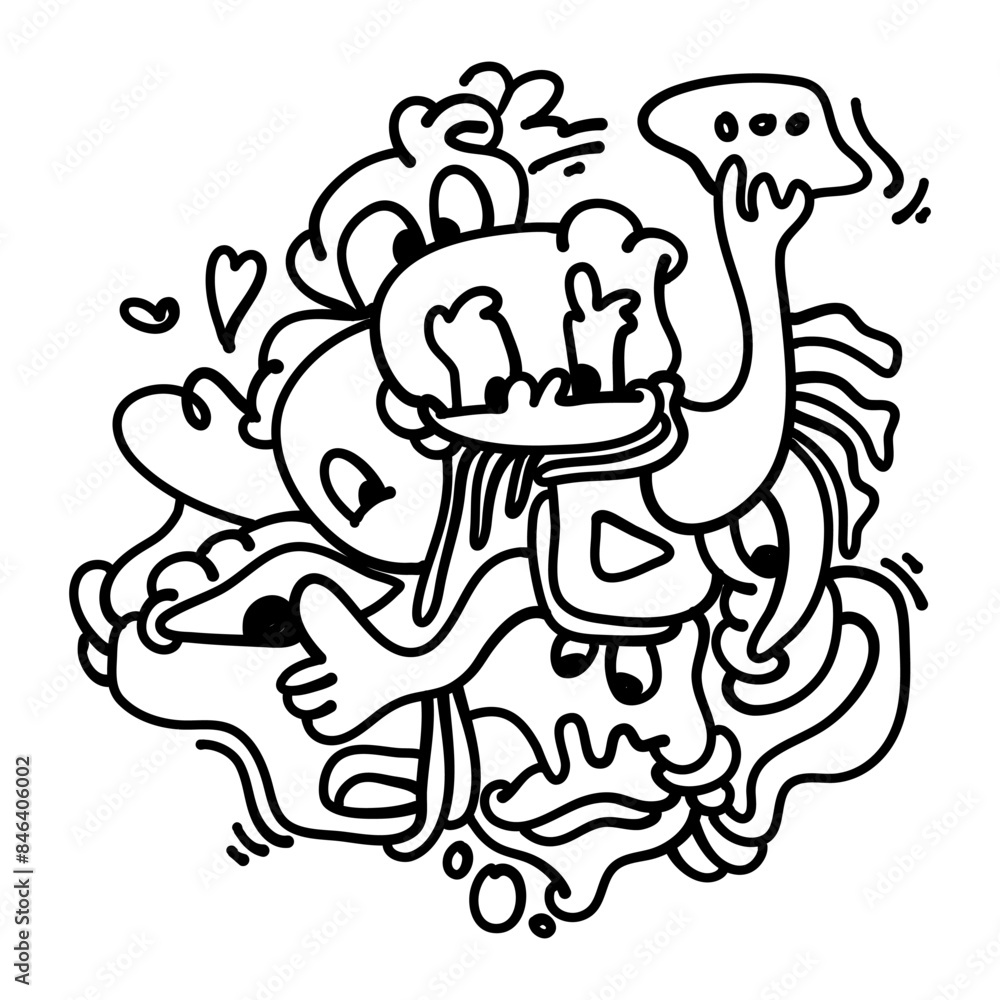 Hand drawn Social Media Illustration Abstract Doodle Hand drawn Social Media Illustration Abstract Doodle