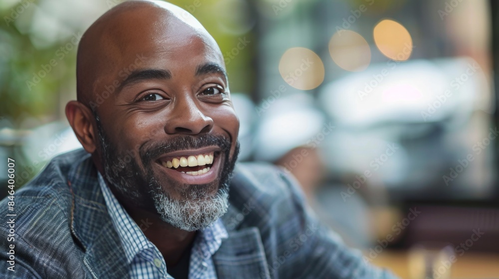 Smiling African American Man in Casual Wear Smiling African American Man in Casual Wear