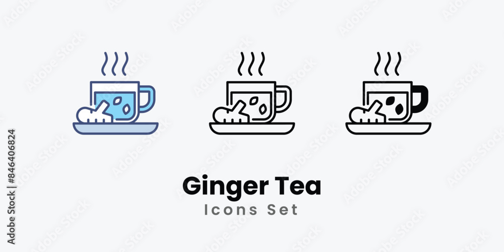 Ginger Tea icons vector set stock illustration Ginger Tea icons vector set stock illustration