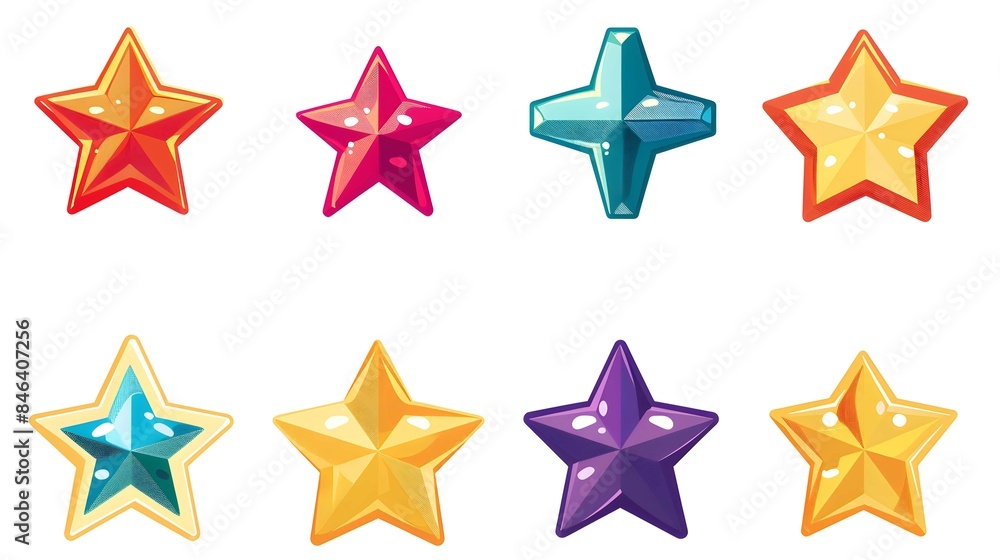 Obraz premium Star vector icons. Set of star symbols isolated