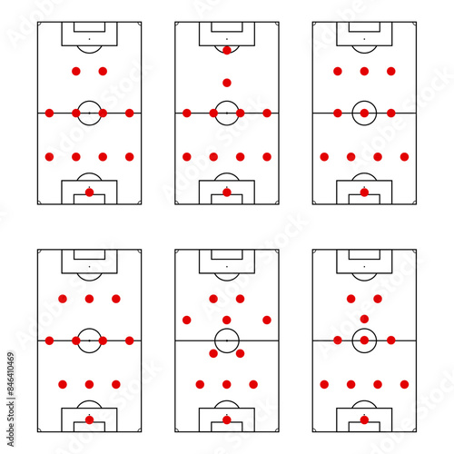 Attack tactics football, player position build up, set of scheme