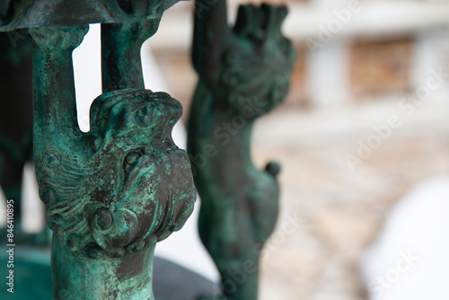 Bronze sculpture of lion in the incense burner