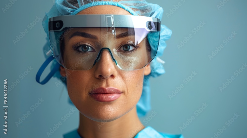 Female surgeon with vr glasses Female surgeon with vr glasses
