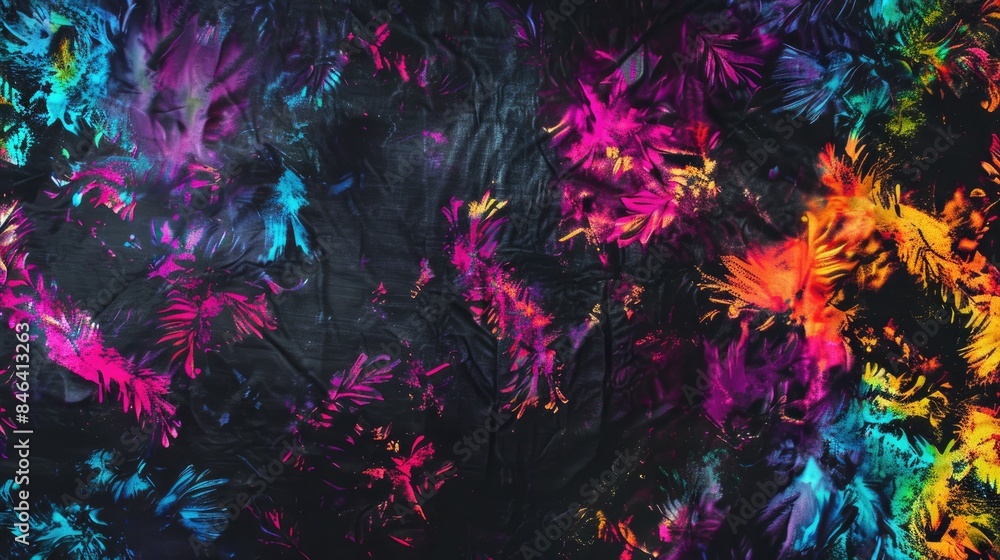 Abstract Organic Pattern on Black Background Vibrant Tie Dye Design with Bohemian Flair Abstract Organic Pattern on Black Background Vibrant Tie Dye Design with Bohemian Flair