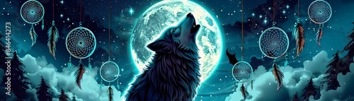 Boho Wolf Howls at the Myst...