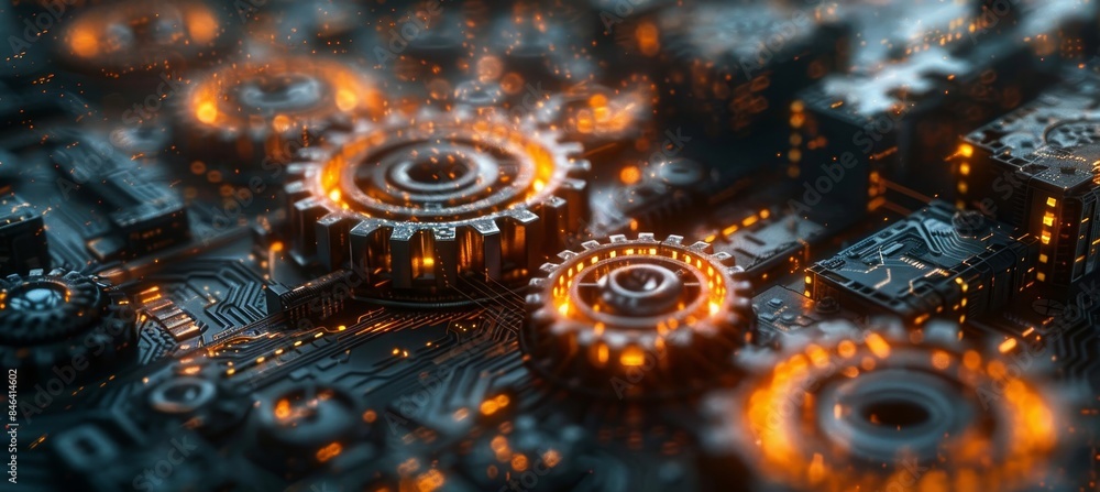 RUST Programming Language Concept with Rusty Gears and Binary Code on Dark Tech-Themed Background Symbolizing Fusion of Old Machinery and Modern Programming RUST Programming Language Concept with Rusty Gears and Binary Code on Dark Tech-Themed Background Symbolizing Fusion of Old Machinery and Modern Programming