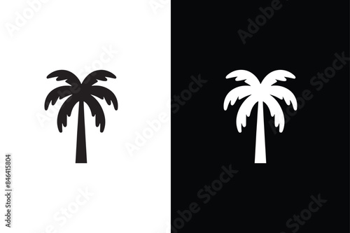 palm tree icon, simple style palm tree silhouette. Palm tree icon isolated on white background.