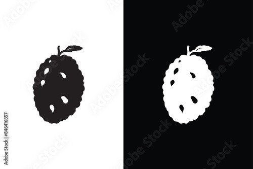 Vector illustration, Whole jackfruit isolated on a white Black background. Tropical fruit in flat style. Illustration Vector Graphic of jackfruit fruit