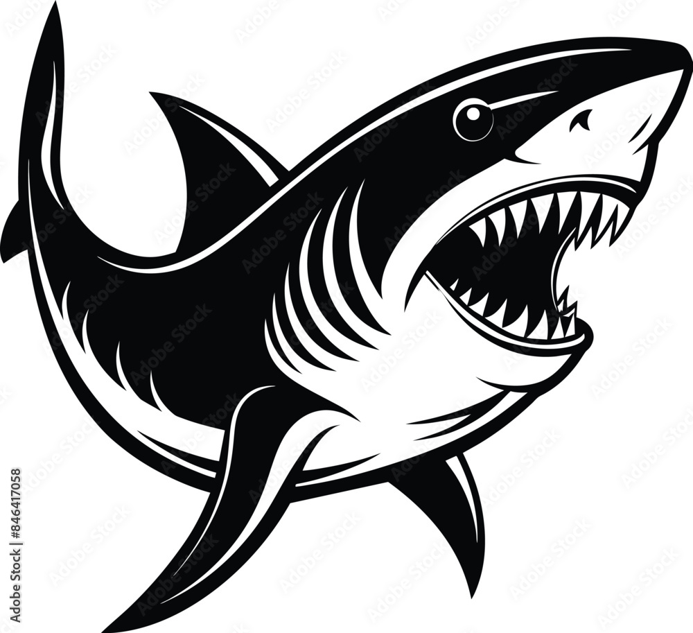 Fototapeta premium shark cartoon isolated on white background