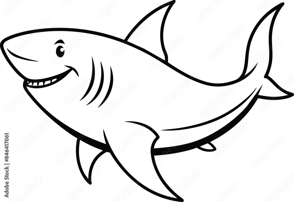shark cartoon outline isolated on white background shark cartoon outline isolated on white background