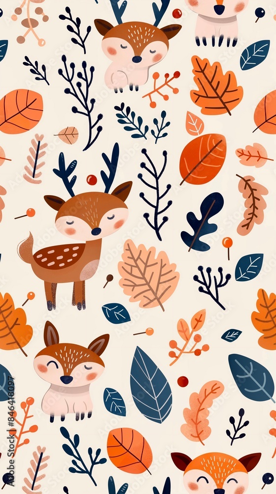 Cute pattern background, animal cartoon image