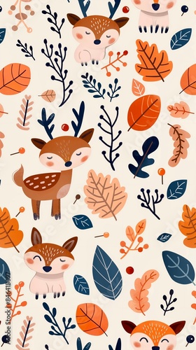 Obraz na płótnie Cute pattern background, animal cartoon image w salonie