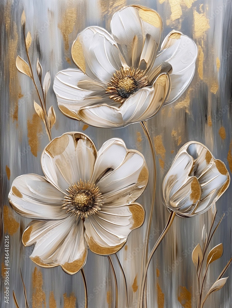 oil painting golden flowers