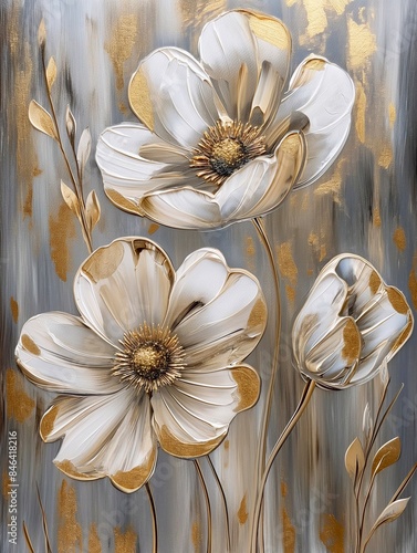 Obraz na płótnie oil painting golden flowers w salonie