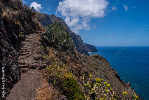 Hiking trail by the sea on the north coast of Tenerife