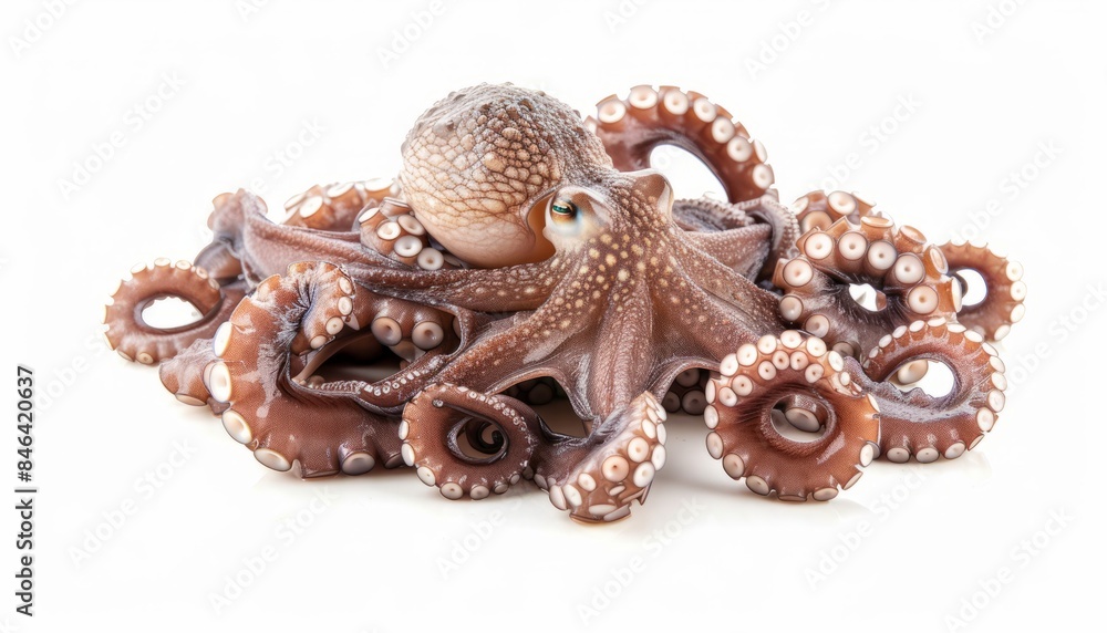 Young and Fresh: Baby Octopus Solo Spotlight on White Background Young and Fresh: Baby Octopus Solo Spotlight on White Background