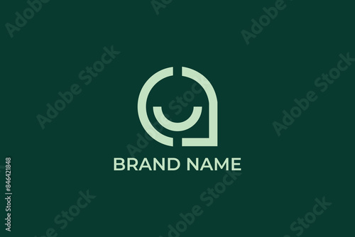 letter C chat icon lineart logo, smile with talk chat communication icon logo design, letter CJ JC chat communication logo, 