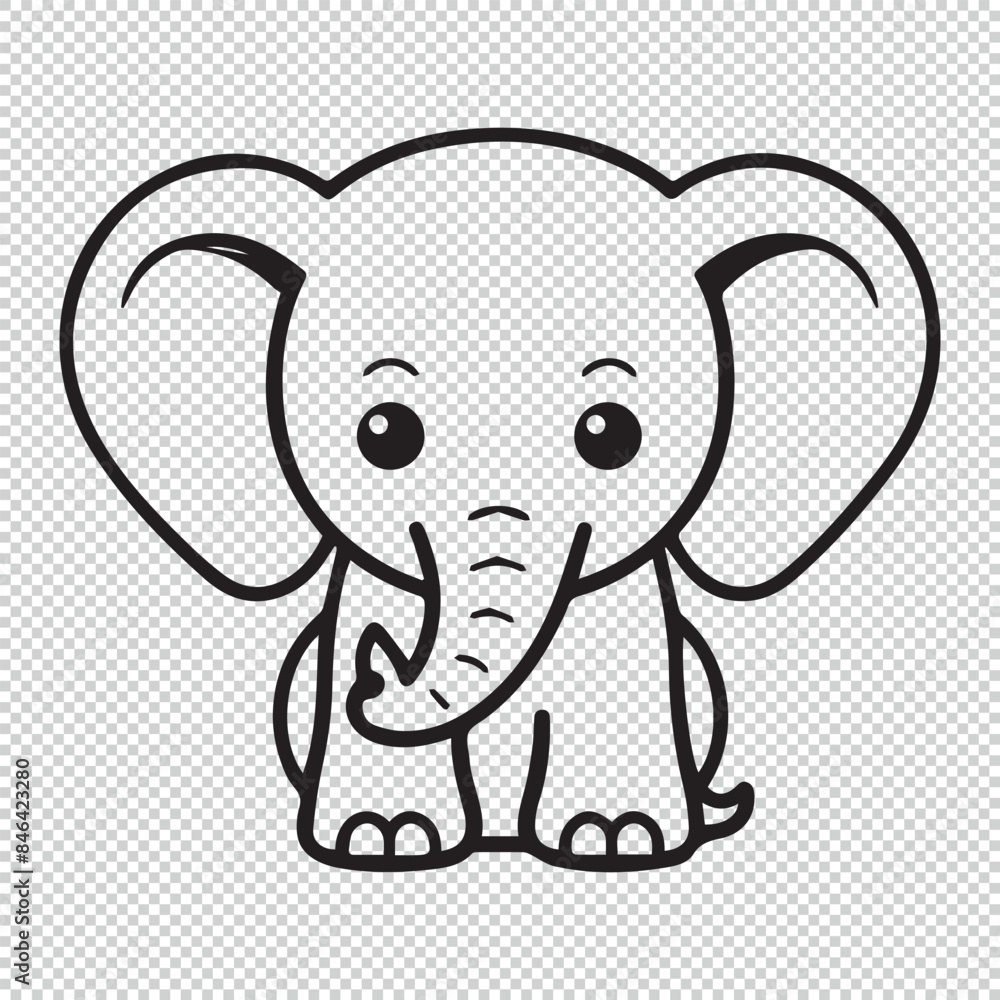 Simple elephant icon or logo, black vector illustration on transparent background Simple elephant icon or logo, black vector illustration on transparent background