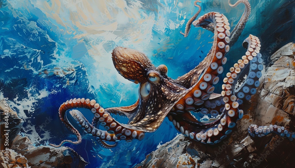 The Enigmatic Beauty of the Magnificent Octopus in the Depths of the Blue Rift - AR 7:4 The Enigmatic Beauty of the Magnificent Octopus in the Depths of the Blue Rift - AR 7:4