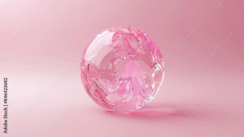 Intricate pink glass globe emblem, encapsulating the beauty of nature in 3D, isolated on a clean background, with high-quality studio lighting Intricate pink glass globe emblem, encapsulating the beauty of nature in 3D, isolated on a clean background, with high-quality studio lighting