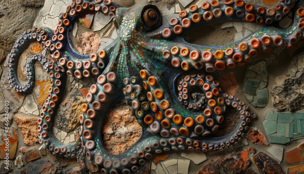 custom made wallpaper toronto digitalUnderwater Tranquility: The Mosaic Octopus on Substrate AR 7:4