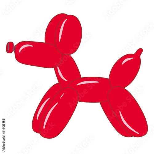 Palloncino in lattice modellato a forma di cagnolino - festa - pagliaccio - colore rosso - grafica vettoriale - per biglietti di auguri, baby shower, inviti, decorazione, scrapbooking, sublimazione	