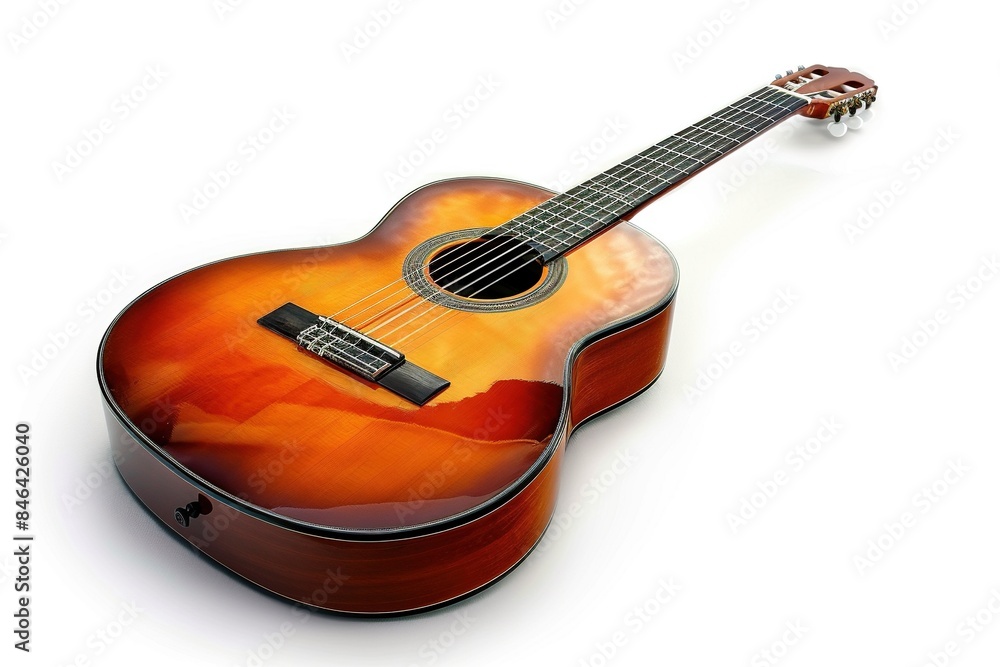 Wooden Acoustic Guitar with White Background Wooden Acoustic Guitar with White Background