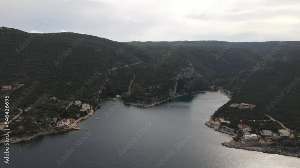 Aerial video over small bays on the island of Hvar, Croatia Aerial video over small bays on the island of Hvar, Croatia