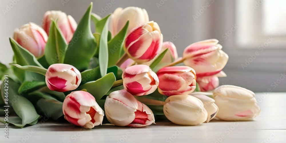 tulips on wooden table tulips on wooden table