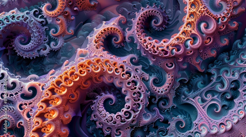 Mesmerizing abstract fractal art, self-replicating forms with recursive details, creating an infinite exploration of intricate patterns Mesmerizing abstract fractal art, self-replicating forms with recursive details, creating an infinite exploration of intricate patterns