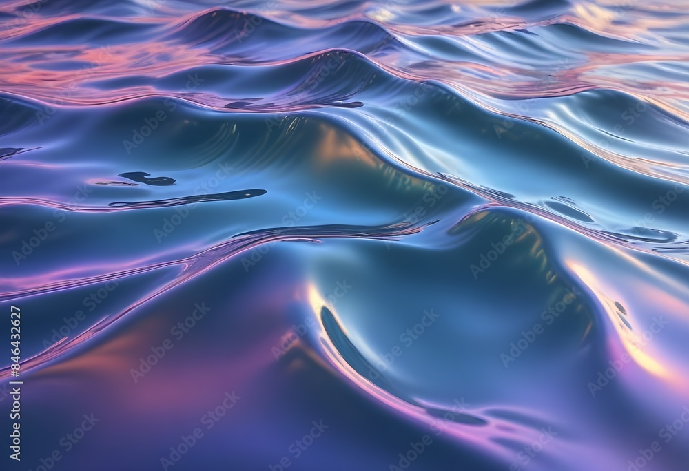 Fototapeta premium Holographic sea waves close up with reflecting sun rays