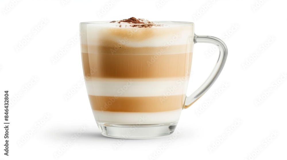 Layered Coffee Latte in Glass Cup, Generative AI Layered Coffee Latte in Glass Cup, Generative AI