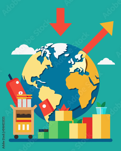 The oversupply of goods due to overproduction has resulted in a decrease in consumer demand further hindering international trade.. Vector illustration