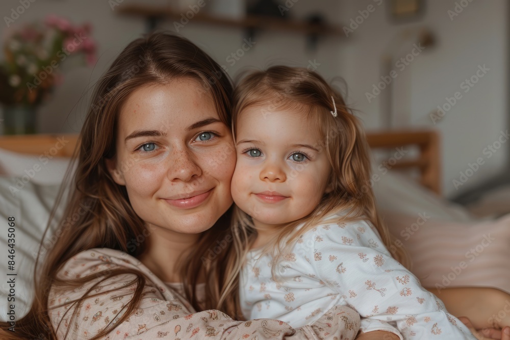 Mother holding the baby in the room Mother holding the baby in the room
