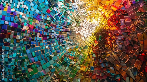 Mosaic Mirage: An abstract mosaic made of thousands of tiny, shimmering tiles reflecting light photo