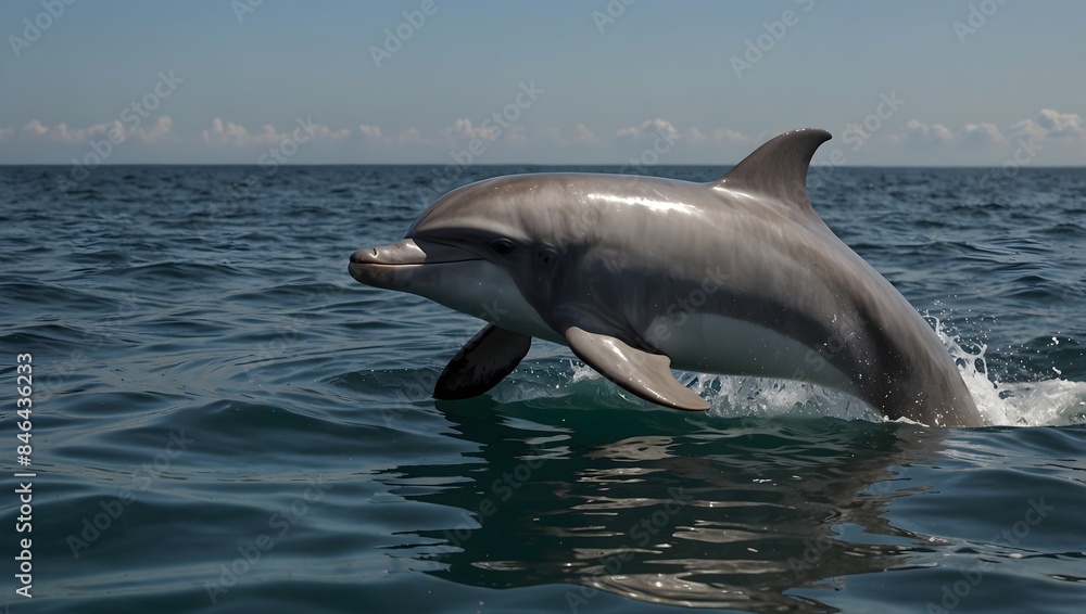 Fototapeta premium A story where a dolphin embarks on a quest to save its pod from an environmental threat ai-generated