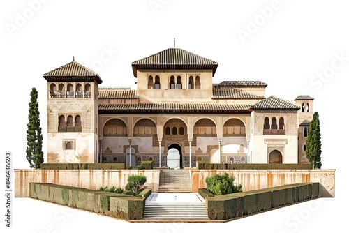Historic Alhambra Structure Isolated on White Background