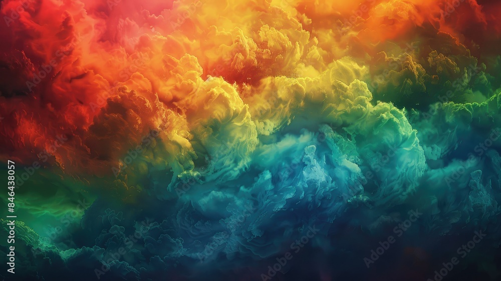 Fototapeta premium colorful abstract background featuring colorful rainbow clouds in the sky. Generative AI