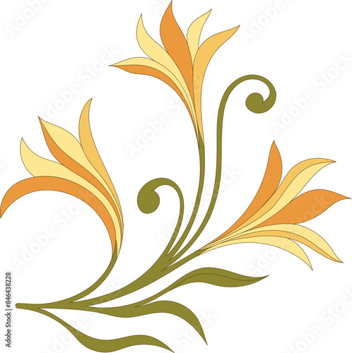 Art Nouveau floral border. Decorative element. Vector.