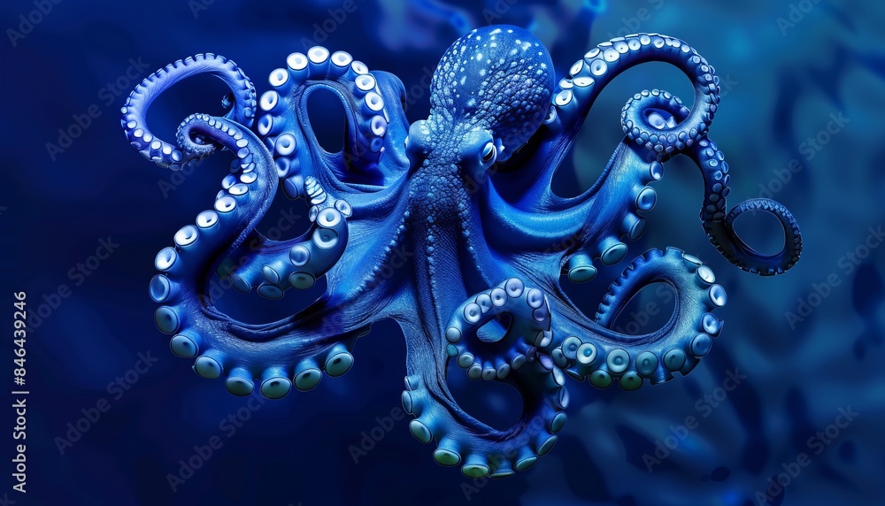 Obraz premium The Mysterious Blue Octopus: A Symbol of the Sea Monster on International Octopus Day - March 7th