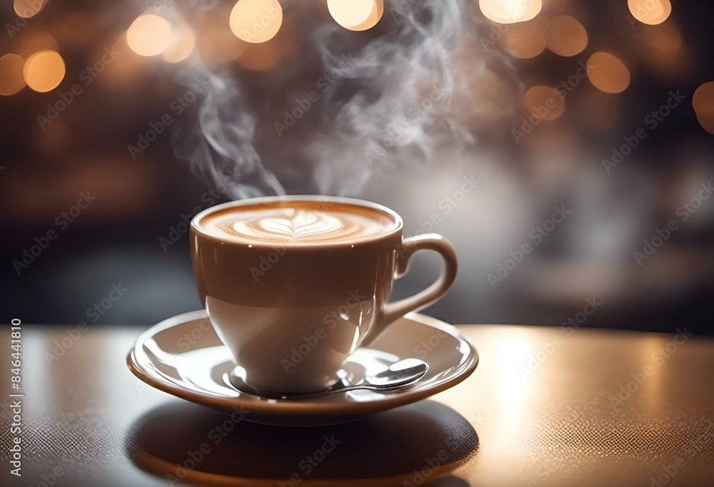 AI-generated illustration of steam rising from a cup of hot coffee AI-generated illustration of steam rising from a cup of hot coffee