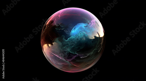 Wallpaper Mural Abstract Spherical Glass Structure with Iridescent Colors on Black Background.. Torontodigital.ca