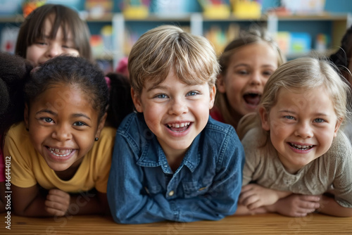 Joyful Group of Children in a Classroom
