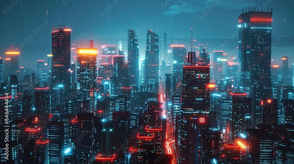 Futuristic cityscape with neon glow Futuristic cityscape with neon glow