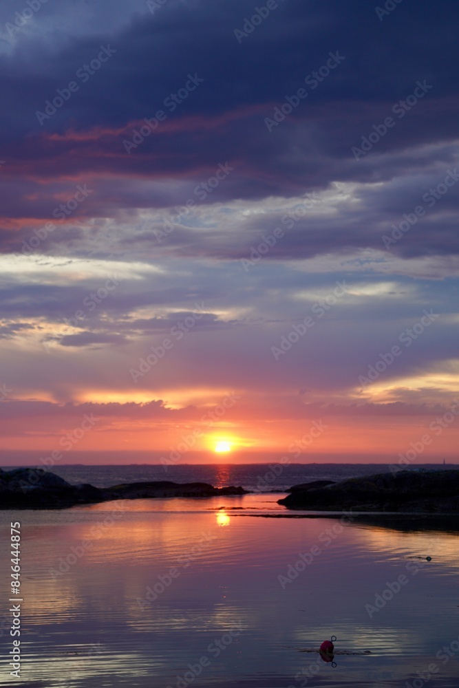 Scenic sunset view from the shore. Kristiansund, Norway Scenic sunset view from the shore. Kristiansund, Norway
