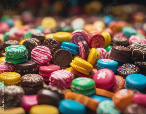 Un sacco traboccante di caramelle rotonde colorate, perfette per una celebrazione.
 photo