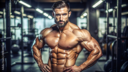 Man strengthening biceps in a gym